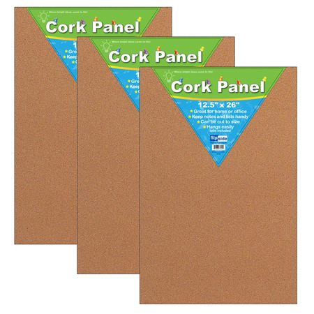 FLIPSIDE Cork Panel, 12.5in x 26in, PK3 37012
